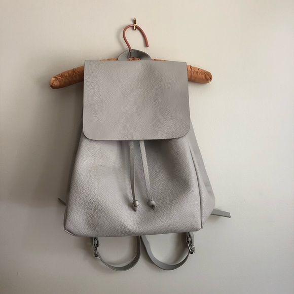 Zara Handbags - Zara Minimalist Vegan Leather Grey Backpack